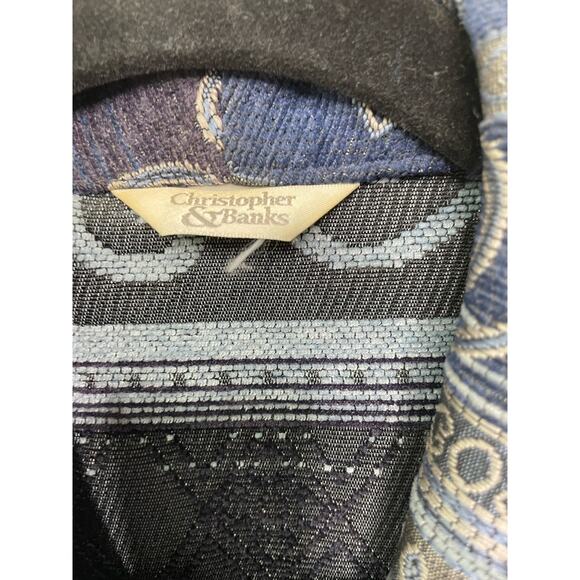 Christopher & Banks Tapestry Blazer Jacket Full Zip Denim Blue Patchwork Size XL - Picture 4 of 11